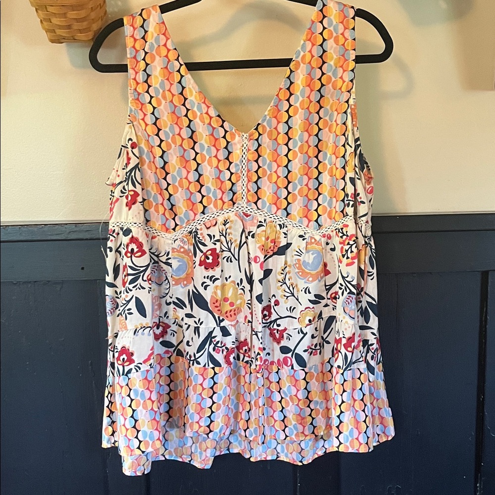 Angie Multicolor Floral and Geometric Tank Top XL NWT - Picture 7 of 8